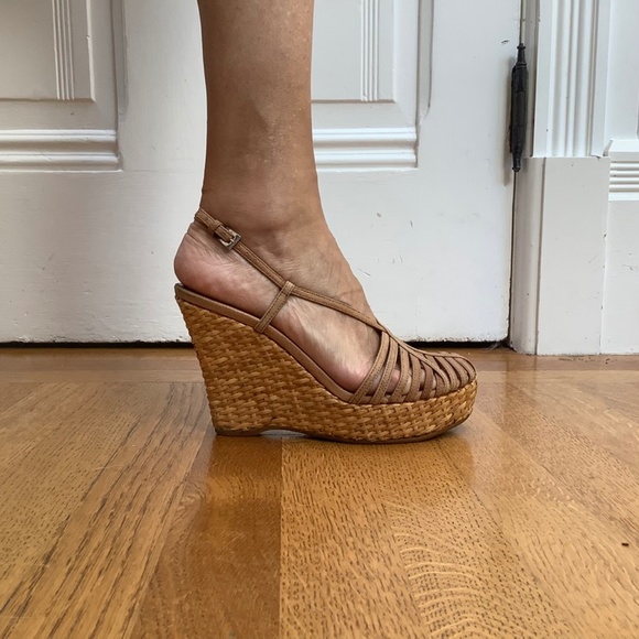Prada Tan Woven Wedges - Picture 3 of 7